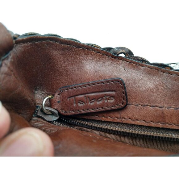 Talbots Brown Woven Leather Crossbody Bag With Adjustable Strap & Gold Hardware - Picture 10 of 10